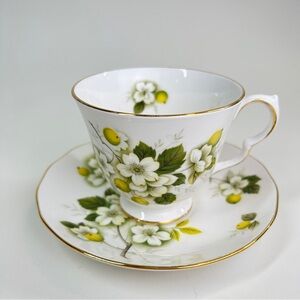 Vintage Queen Anne by Ridgway Orange Blossom Bone China Footed  Cup & Saucer 191